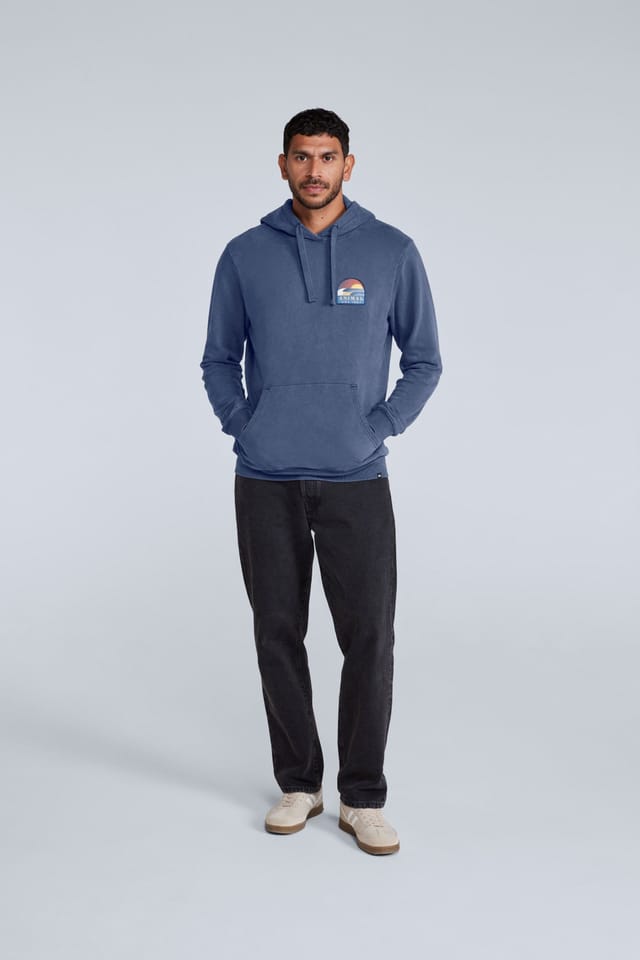 Animal Animal Men's 'River' Lightweight Casual Long Sleeve Soft Cotton Graphic Hoodie in Blue - 3