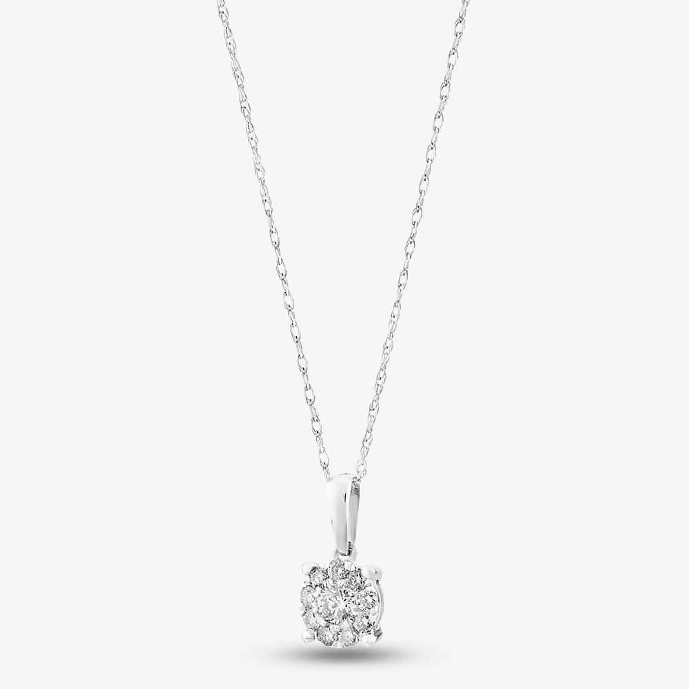 T.H.Baker T.H.Baker Women's 9ct White Gold 0.25ct Diamond Cluster Pendant TH0121571 in Silver