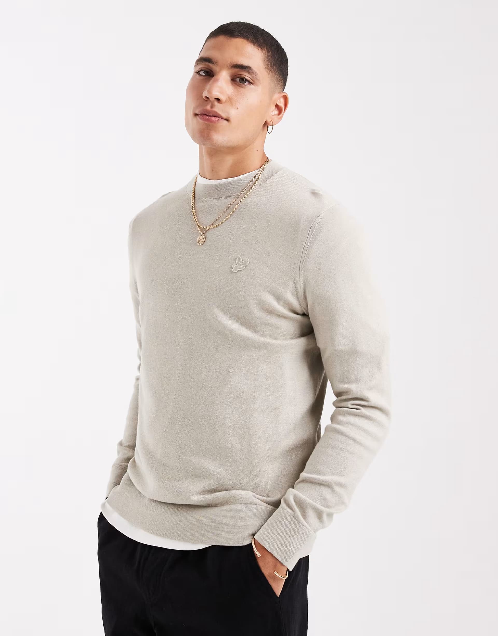 ASOS Lyle & Scott Willow Grey Crew Neck Jumper