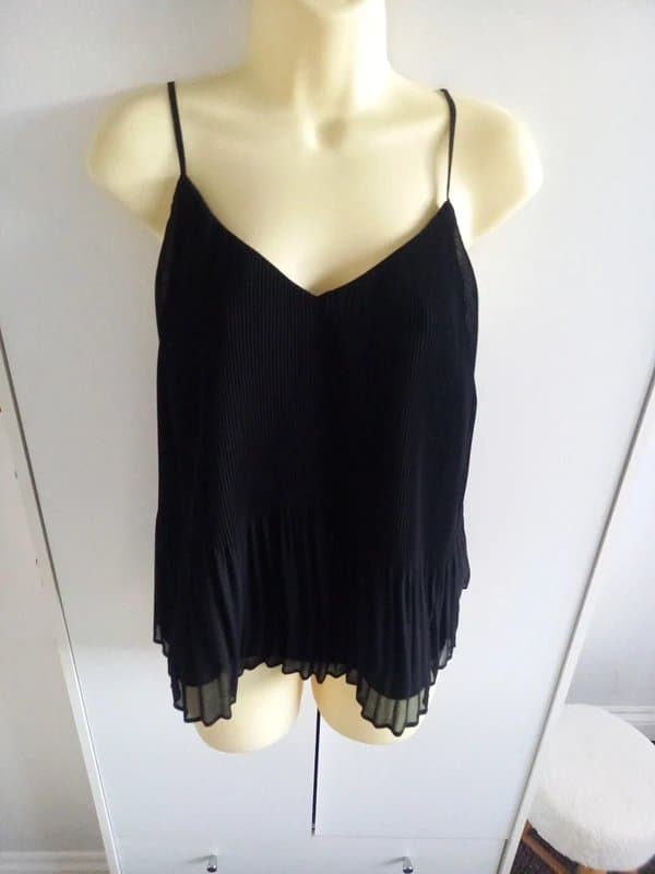 Topshop Black Topshop pleated double lined cami top