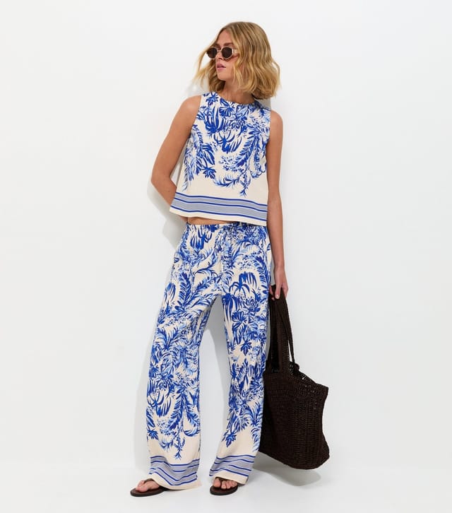 New Look Women's Blue Palm Print Sleeveless Top New Look - 3