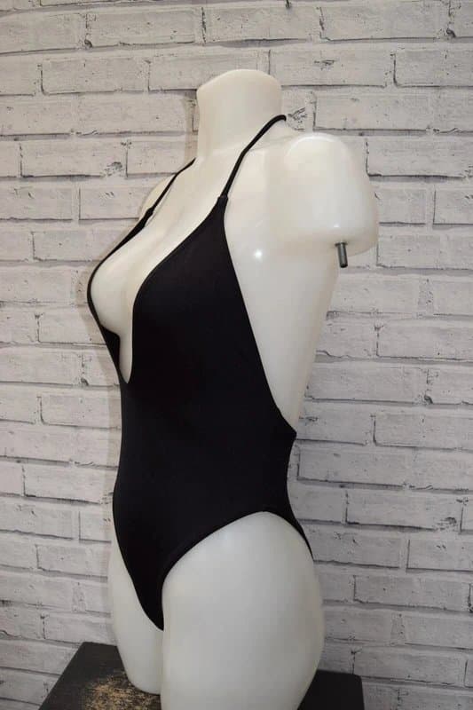 ASOS ASOS T Back Halter Neck Plunge Swimsuit Size UK 4 EU 32  -    Black    k17