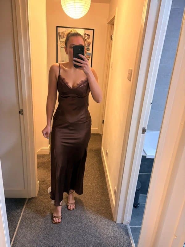 ASOS ASOS brown silk lace dress