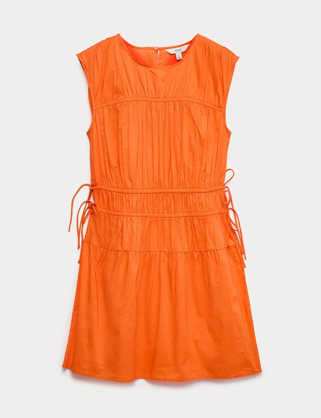 Marks & Spencer M&S Pure Cotton Tie Detail Mini Waisted Dress Orange