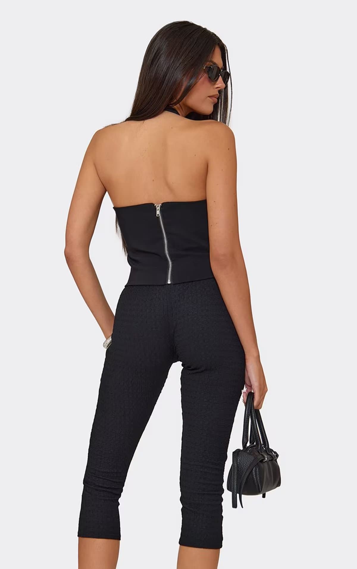 EGO Low Rise Fitted Capri Trousers In Black, Women's Size UK 6