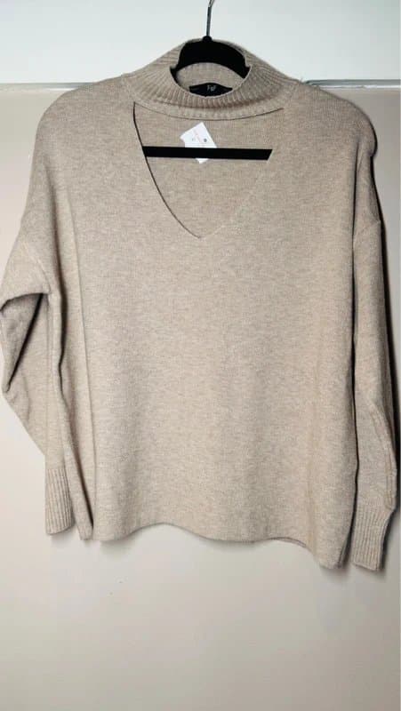 F&F F&F beige knit jumper with choker neckline – bnwt – uk 10