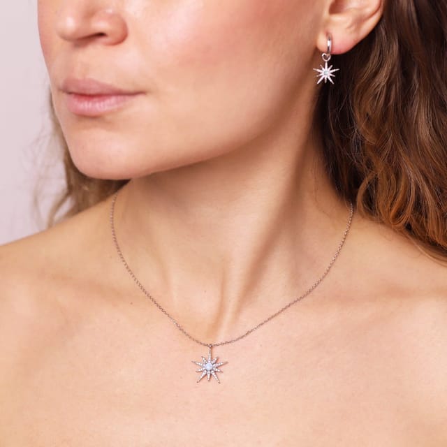 Gold Trip Gold Trip Women's North Star Necklace & Earrings Set in Silver - 2