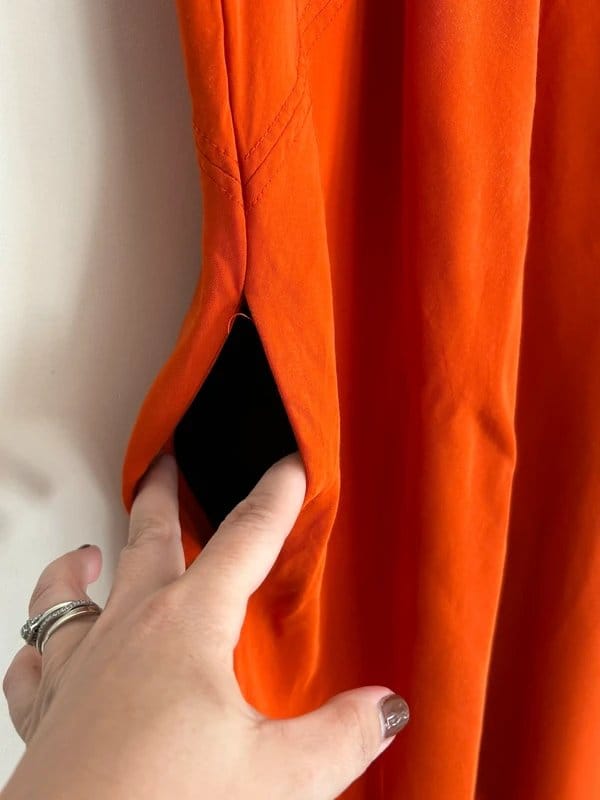 Zara Zara Orange Midi Dress Sleeveless A Line Pocket Dress Occasion Wedding Guest UK 10 - 1