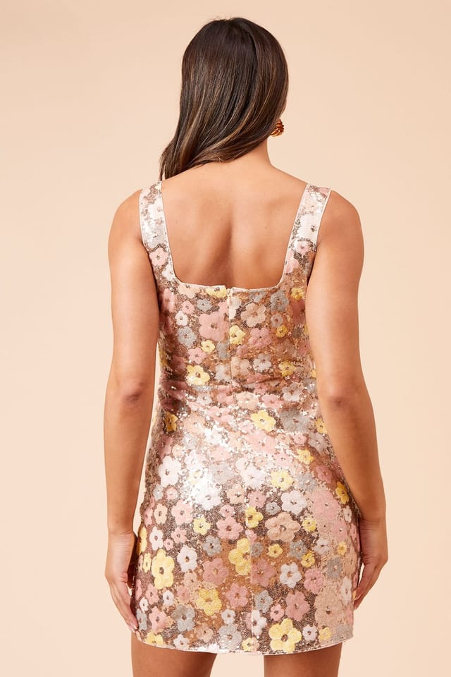 Dorothy Perkins Dorothy Perkins Women's DP Luxe Sequin Strappy Mini Dress in Floral - 3