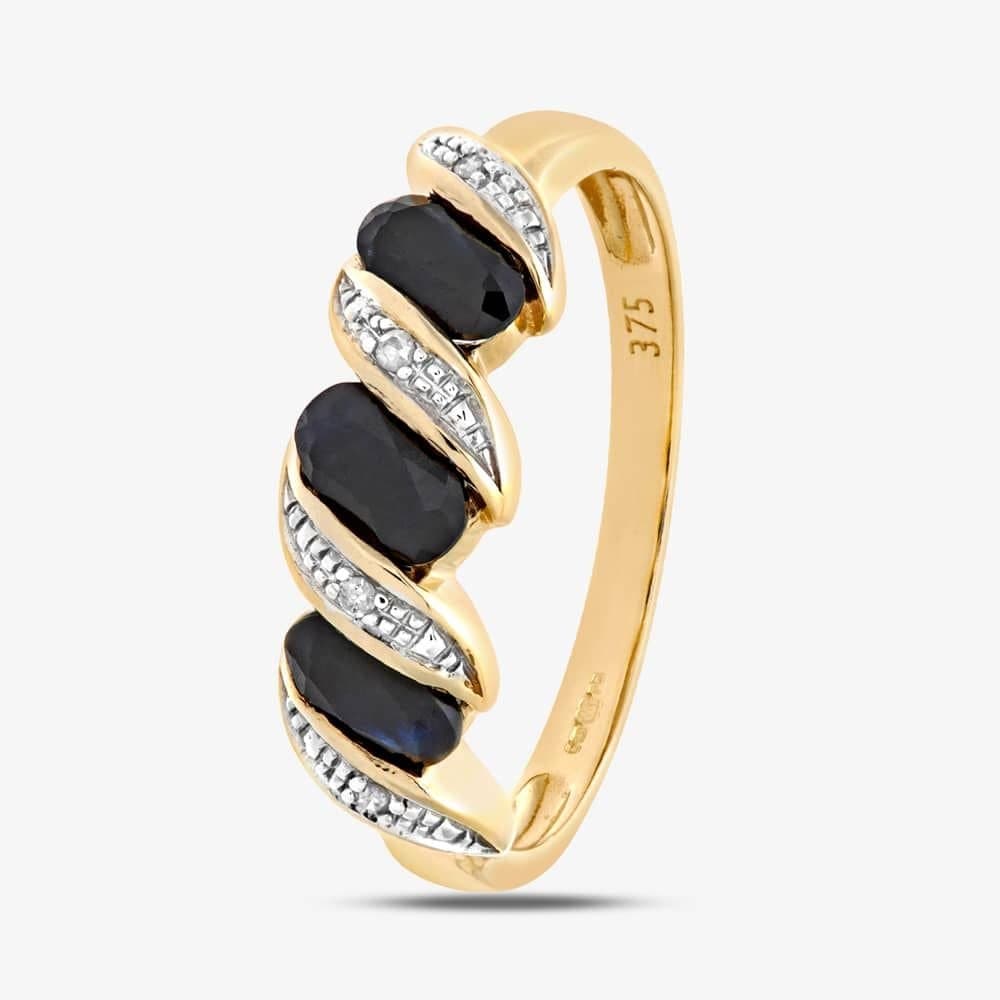 T.H.Baker T.H.Baker Women's 9ct Yellow Gold Three Stone Swirl Ring