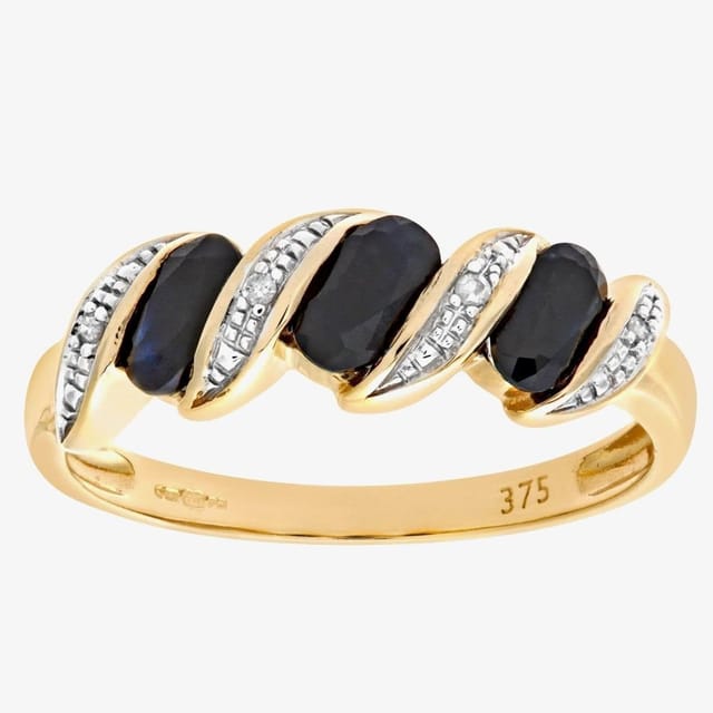 T.H.Baker T.H.Baker Women's 9ct Yellow Gold Three Stone Swirl Ring - 2