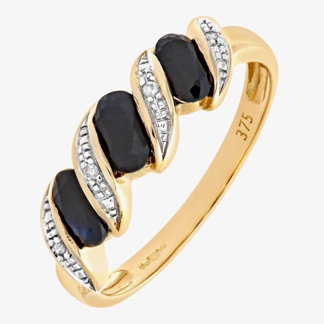 T.H.Baker T.H.Baker Women's 9ct Yellow Gold Three Stone Swirl Ring - 3