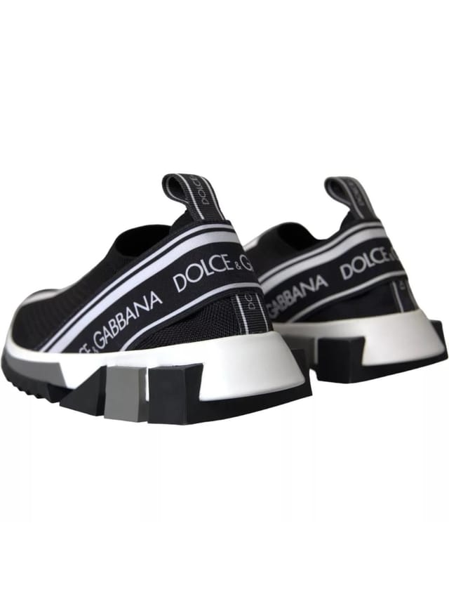 Dolce & Gabbana Dolce & Gabbana Women's Black White Slip On Sorrento Sneakers Shoes - 2