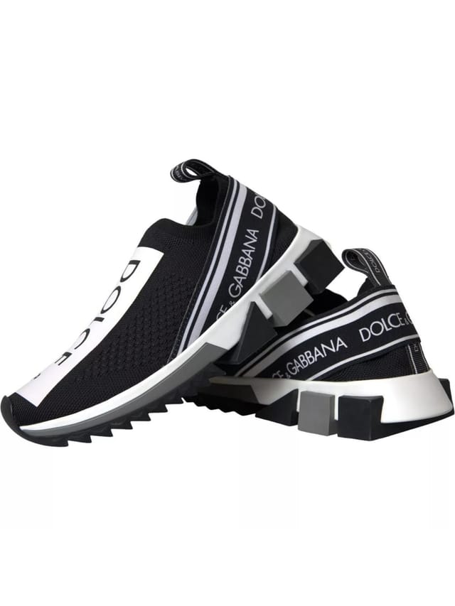 Dolce & Gabbana Dolce & Gabbana Women's Black White Slip On Sorrento Sneakers Shoes - 3