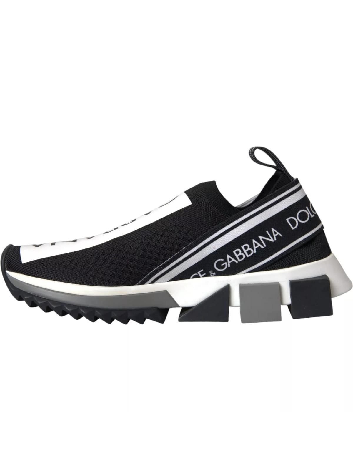 Dolce & Gabbana Dolce & Gabbana Women's Black White Slip On Sorrento Sneakers Shoes - 4