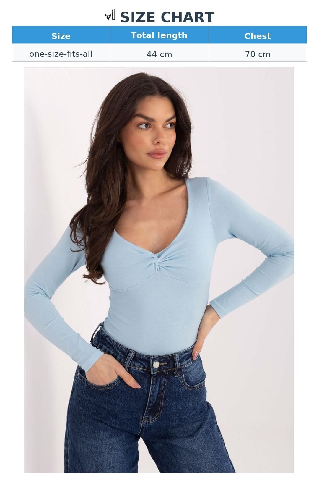 Love Lace Love Lace Women's Fitted Long Sleeve Cotton Elastane Blouse Style 224679 in Blue - 4