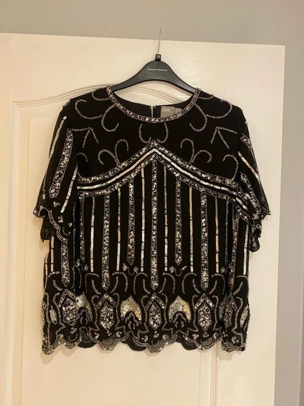 ASOS Silver Sequinned ASOS Top - Size 18