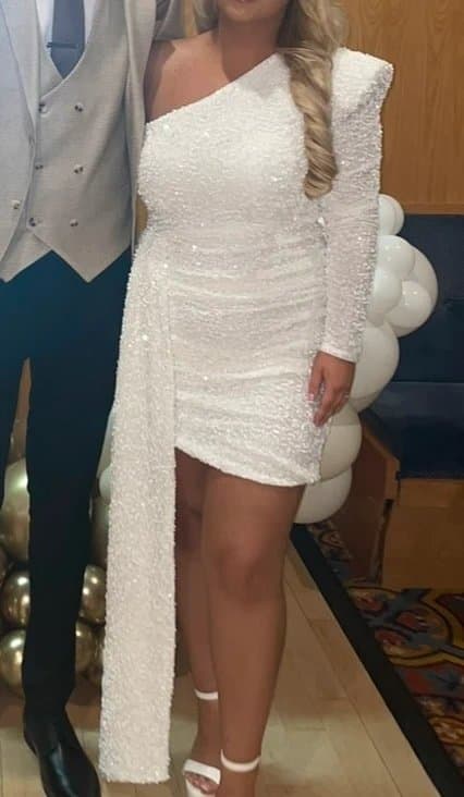 ASOS ASOS luxe sequins white dress with shoulder pad