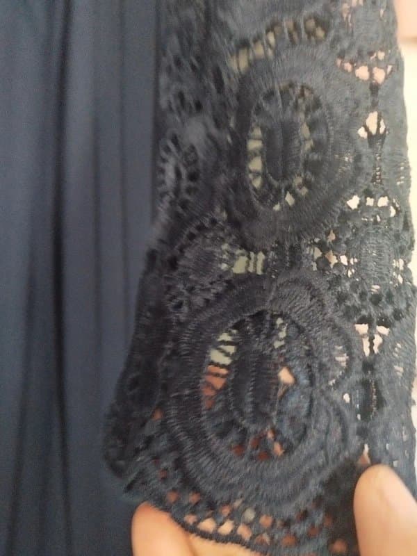 Bershka Long  navy blue embroidered long dress size 14