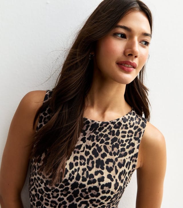New Look Women's Brown Animal Print Slinky Jersey Vest New Look - 3
