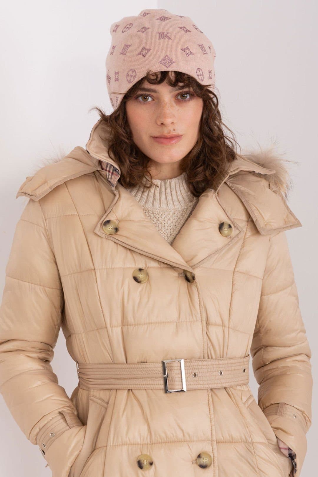 Love Lace Love Lace Women's Warm Winter Cashmere Beanie Hat with Rhinestone Decor Detail in Pink