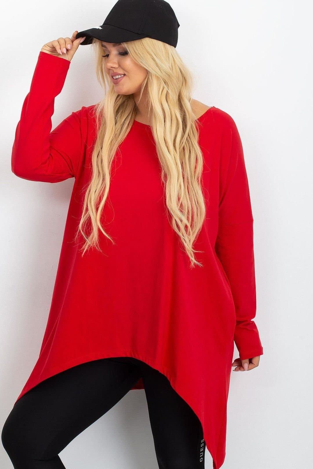 Love Lace Love Lace Red Plus Size Cotton Tunic Blouse