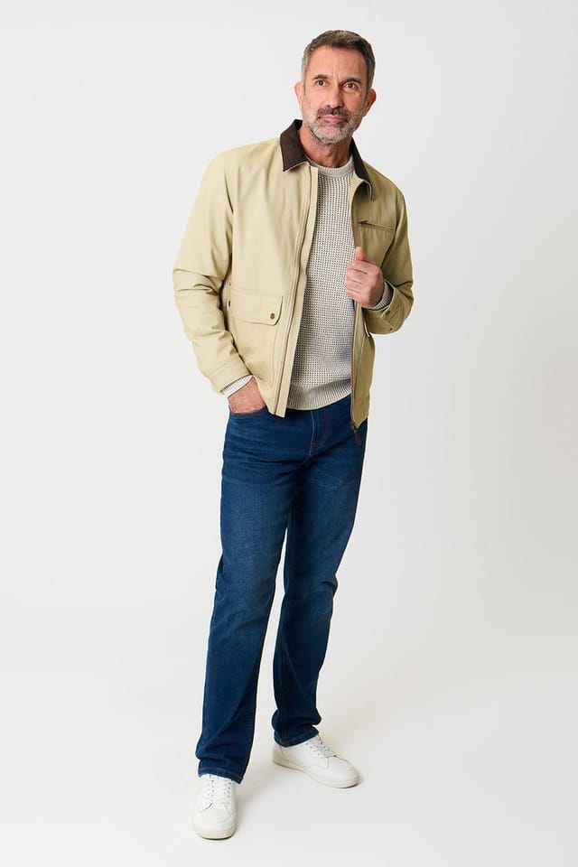 Saltwell Saltwell Men's Cotton Canvas Jacket with Cord Collar in Light Sand - 3