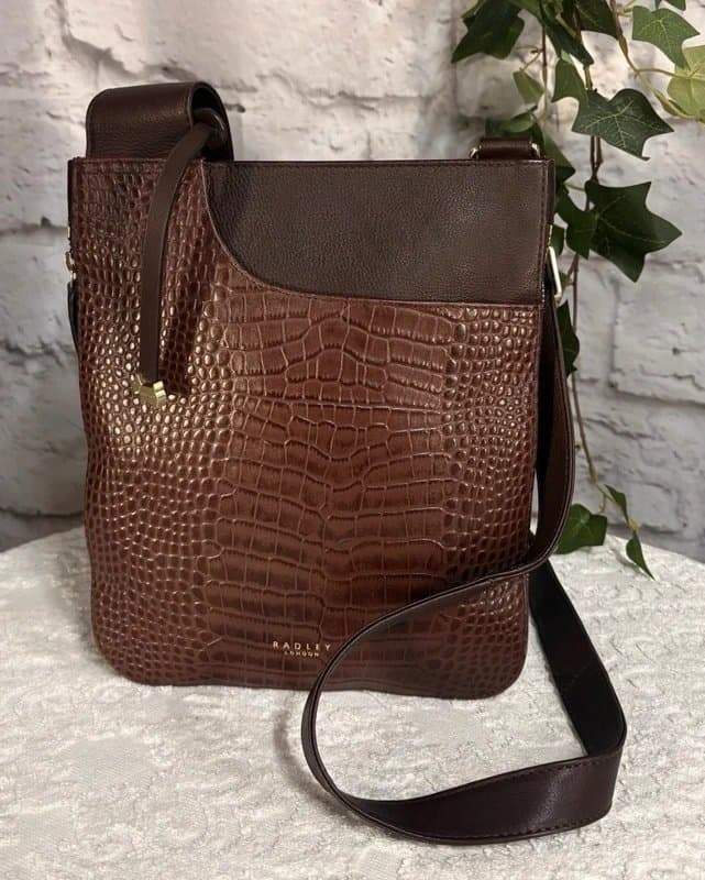 Radley Radley Leather Medium Zip-Around Moc Croc Crossbody Bag, Brown - Hardly Used