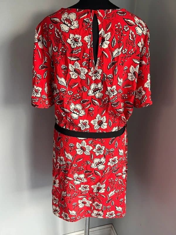 New Look New look red floral chiffon dress 16 (v23)