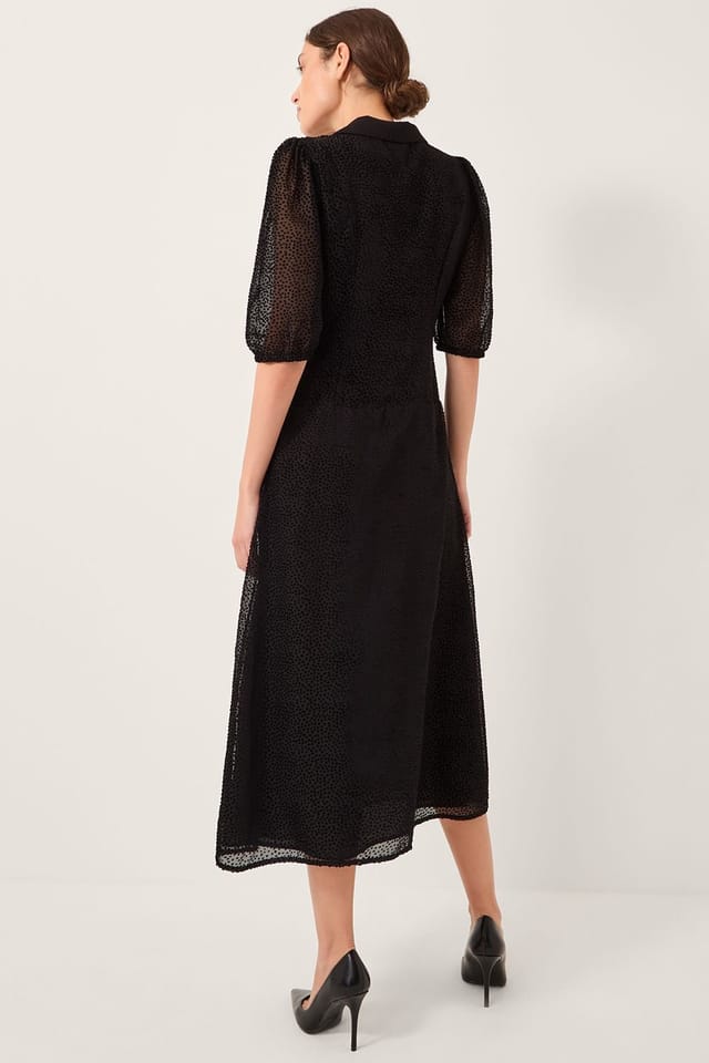 Monsoon Monsoon Women's Mae Polka Dot Devor� Midi Dress Black - 2