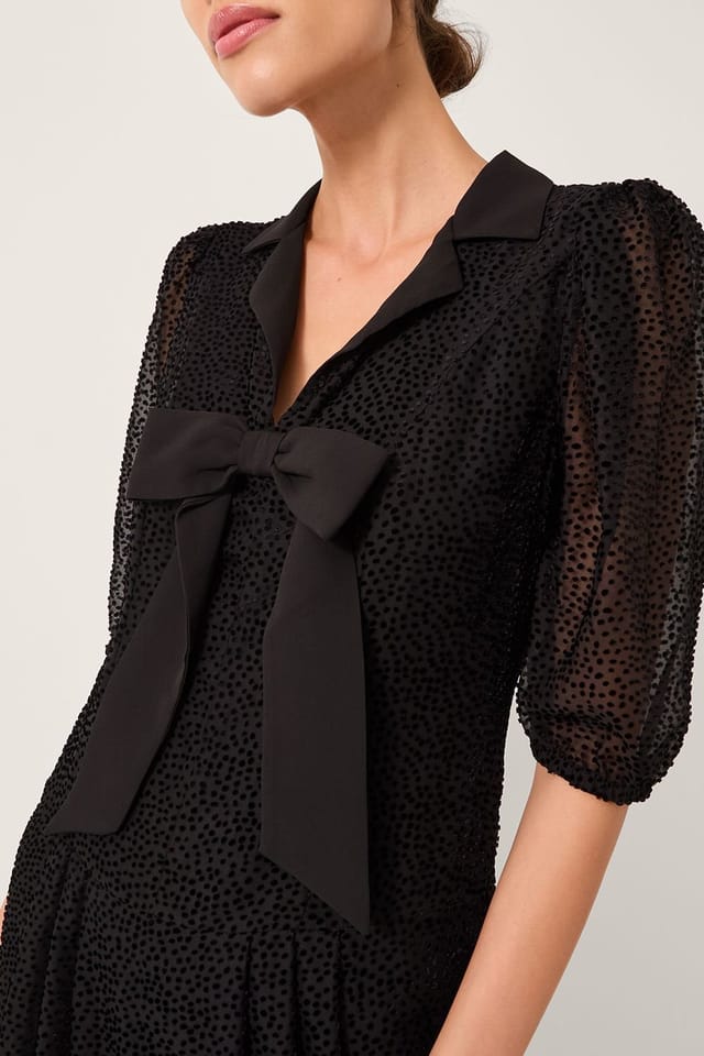 Monsoon Monsoon Women's Mae Polka Dot Devor� Midi Dress Black - 3