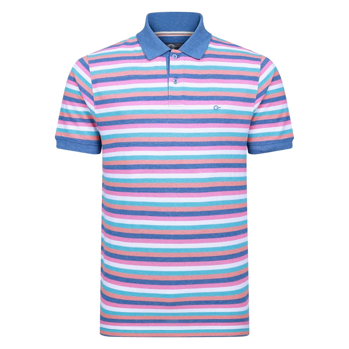 Peter Gribby Peter Gribby Men's Mens Short Sleeve Striped Melange Pique Polo - 1