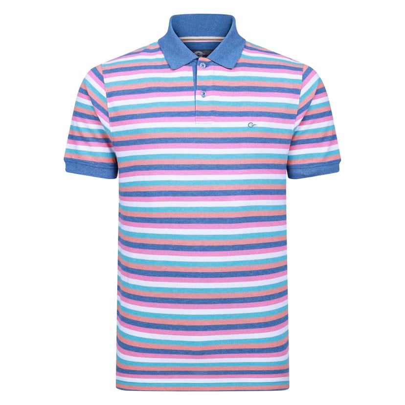 Peter Gribby Peter Gribby Men's Mens Short Sleeve Striped Melange Pique Polo - 1