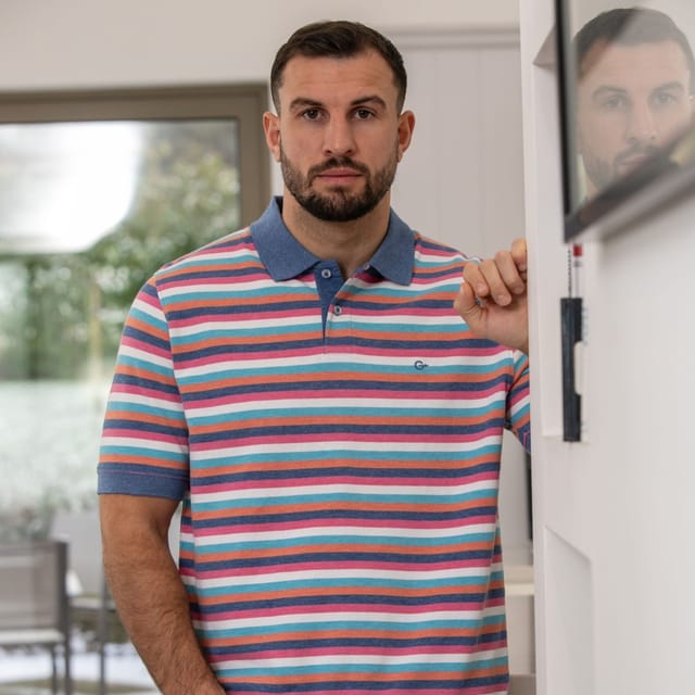 Peter Gribby Peter Gribby Men's Mens Short Sleeve Striped Melange Pique Polo - 2