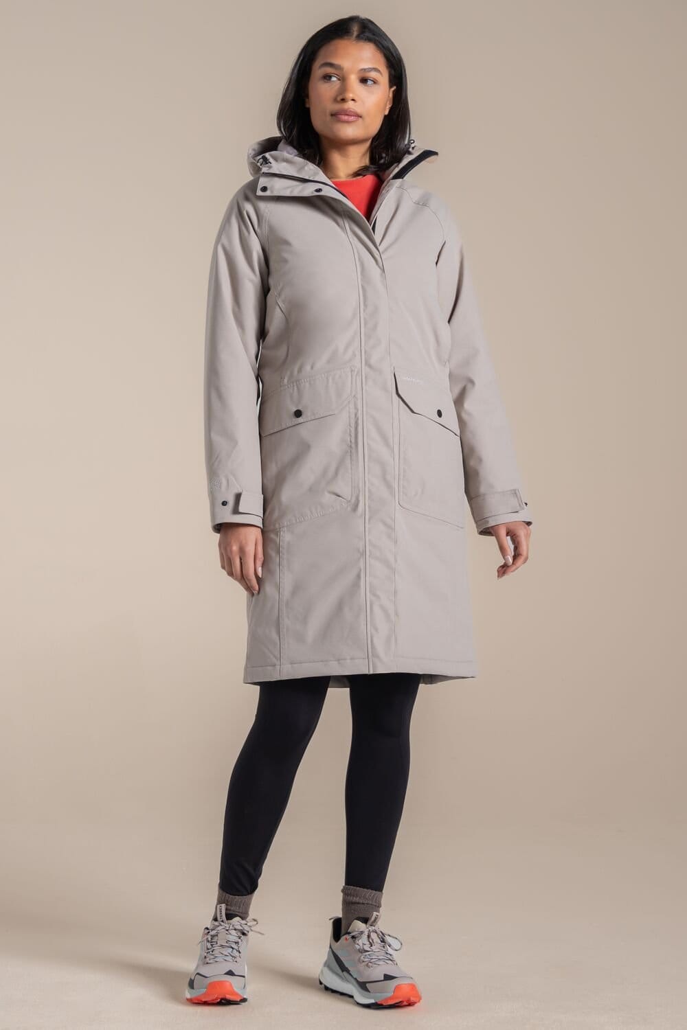 Craghoppers Craghoppers Women's Rosalind Longline Hooded Waterproof Breathable Padded Jacket in Light Beige - 1