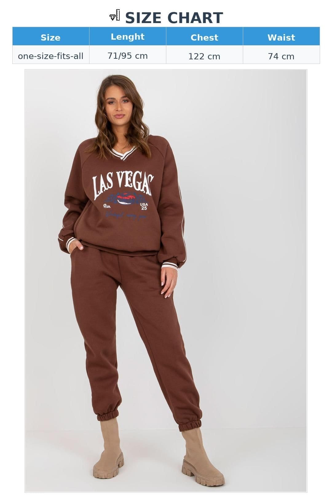Love Lace Love Lace Women's Heart Neck Long Sleeve Sweatshirt Pants Set in Brown - 4