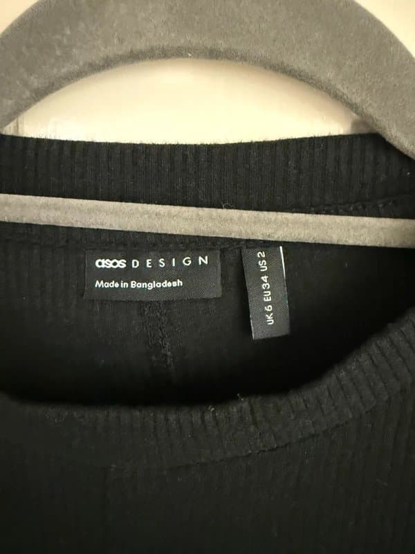 ASOS Design ASOS design ruched tie side rib midi dress in black