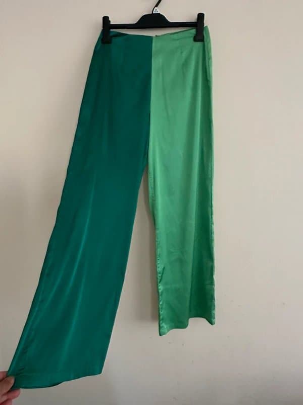 Never Fully Dressed Never fully dressed green satin wide leg trousers size 8