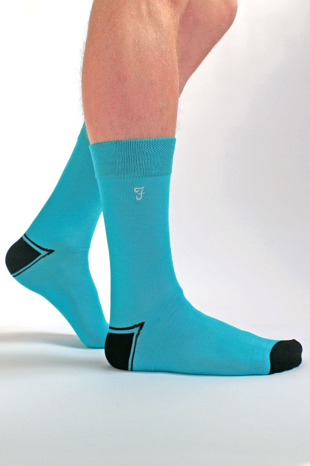 Farah FARAH Men's 5 Pack Bamboo Bright Striped Patterned Socks in Black - 4
