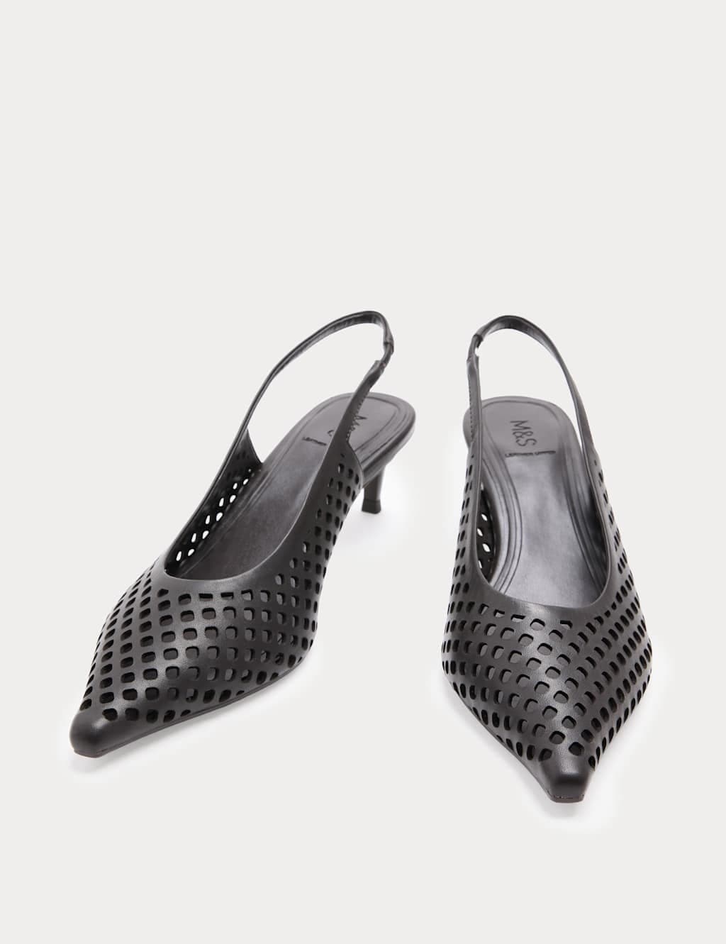 Marks & Spencer M&S Leather Laser Cut Slingback Sandals Brown