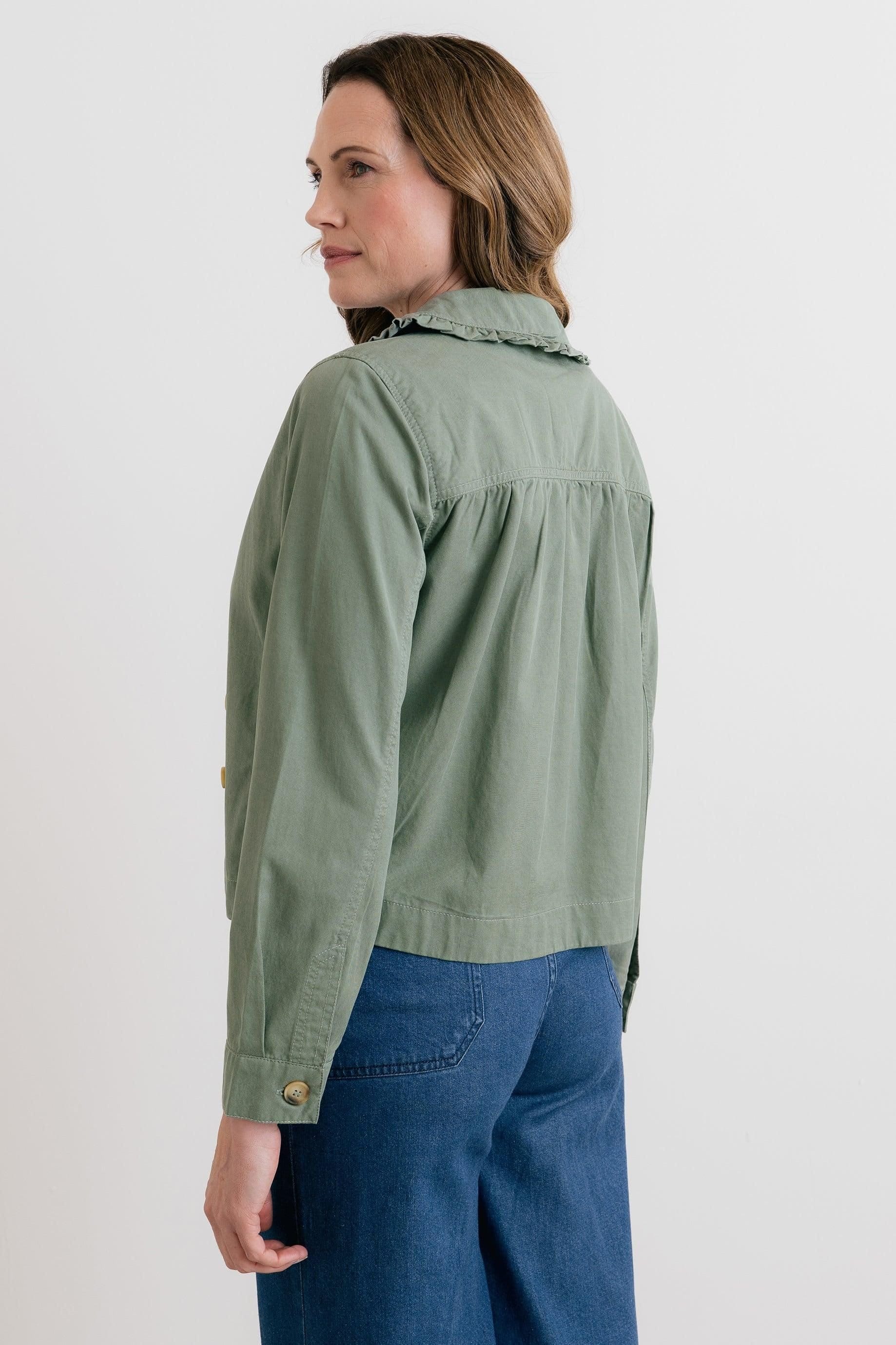 Lily & Me Lily & Me Women's Rebecca Ruffle Collar Jacket in Pale Green - 4