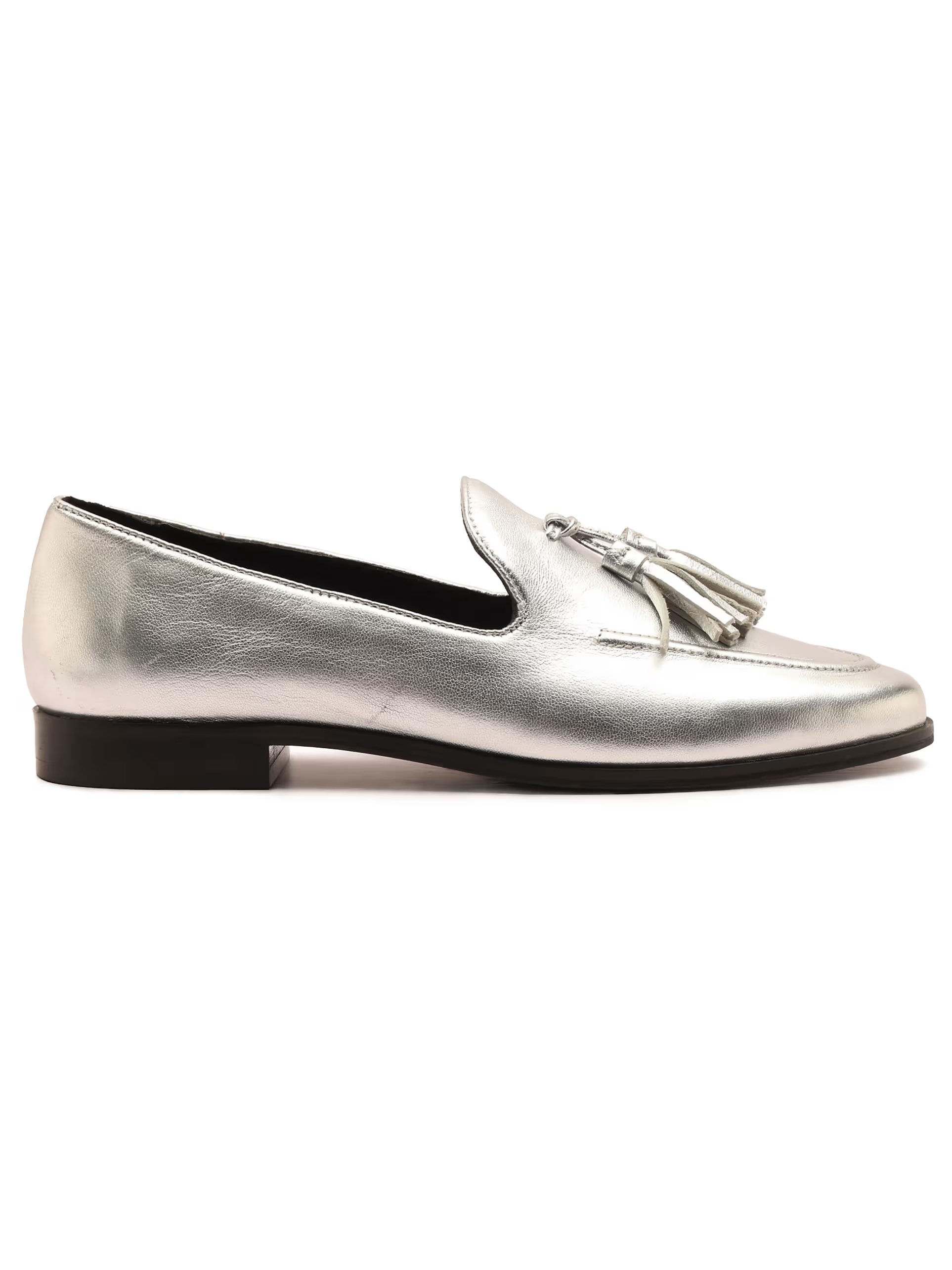 ASOS Off The Hook Moselle leather tassel loafers in silver - 1