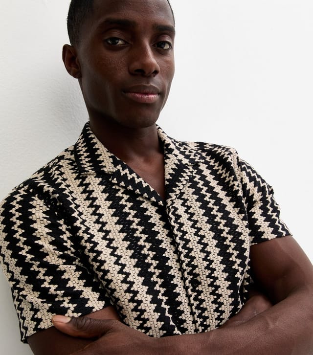 New Look Men's Black Regular Zig Zag Knit Shirt New Look - 2