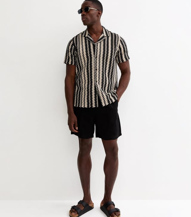 New Look Men's Black Regular Zig Zag Knit Shirt New Look - 3