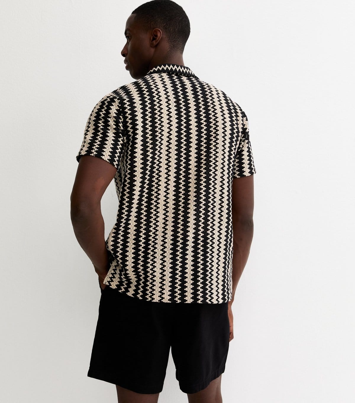 New Look Men's Black Regular Zig Zag Knit Shirt New Look - 4