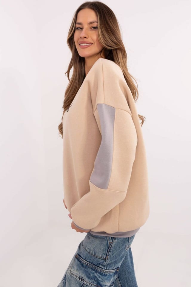 Love Lace Love Lace Women's Embroidered Insulated Cotton Blend Sweatshirt Style 206137 in Beige - 2