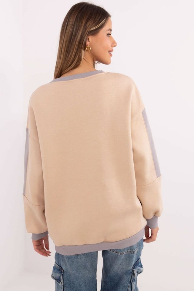 Love Lace Love Lace Women's Embroidered Insulated Cotton Blend Sweatshirt Style 206137 in Beige - 3
