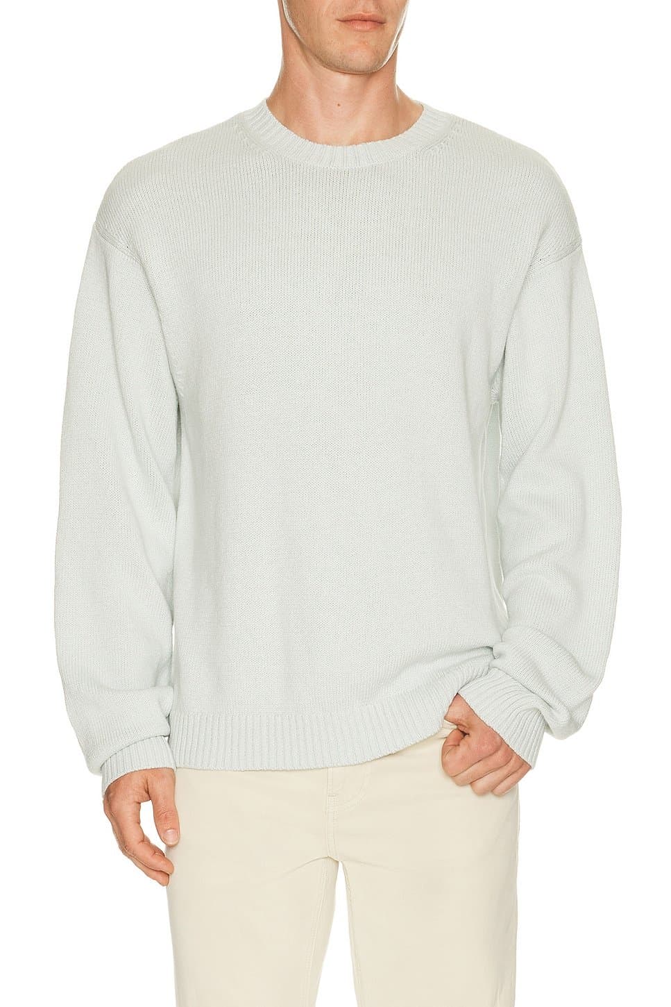 revolve Revolve Pale Blue Cotton Silk Crewneck Sweater