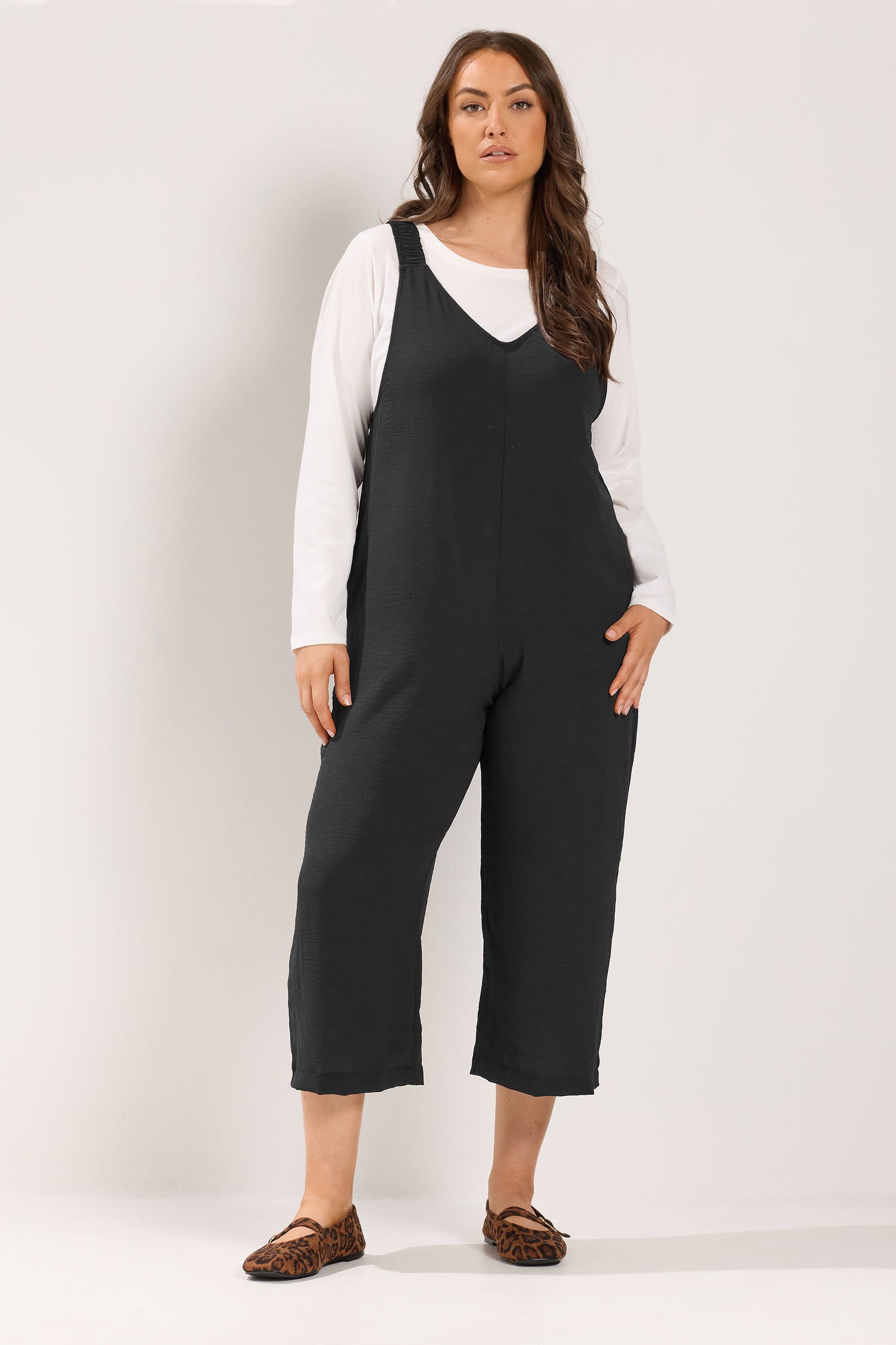 Yours Plus Size Black Loose Fit Dungarees