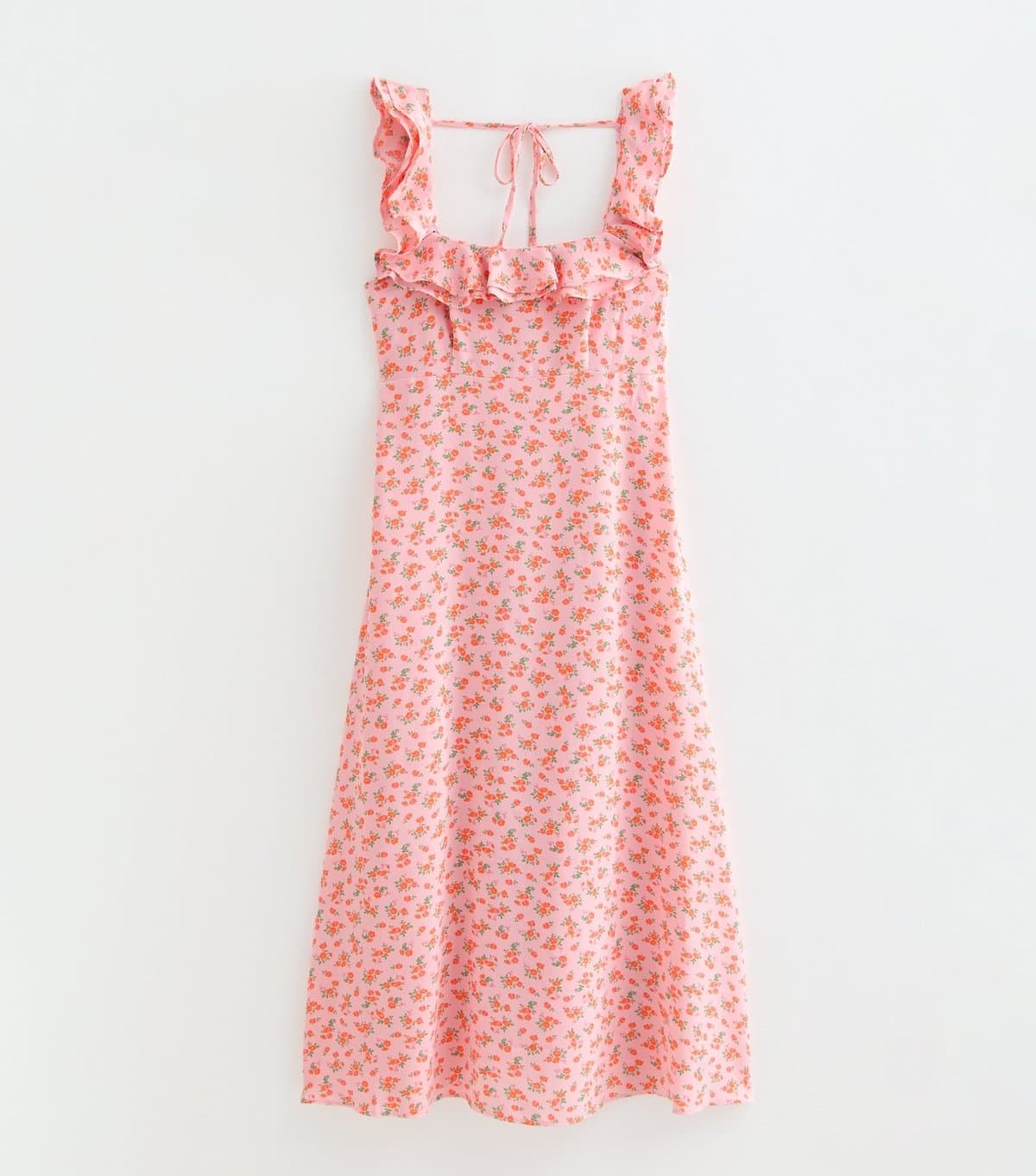 New Look Women's Maternity Pink Ditsy Floral Ruffled Neck Midi Dress New Look